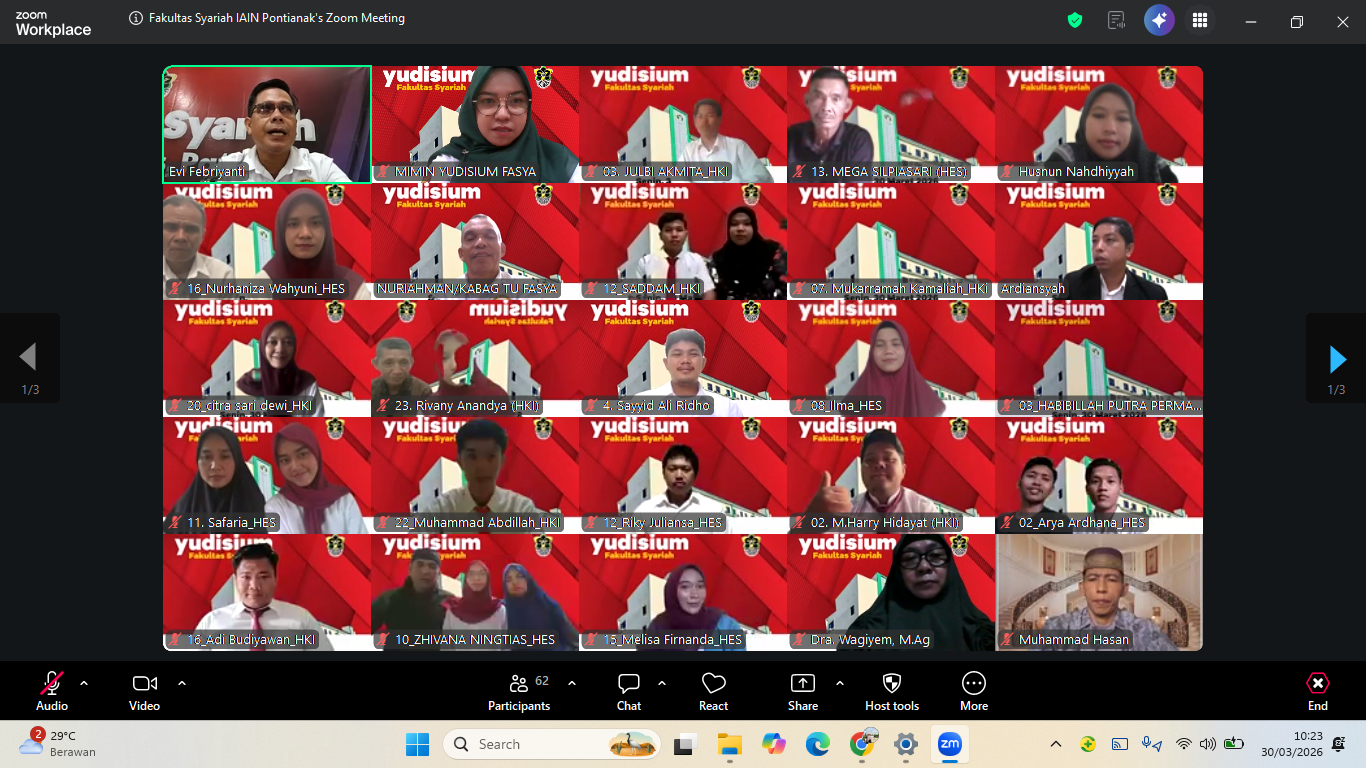 Fakultas Syariah Institut Agama Islam Negeri IAIN Pontianak Gelar Yudisium Secara Daring 