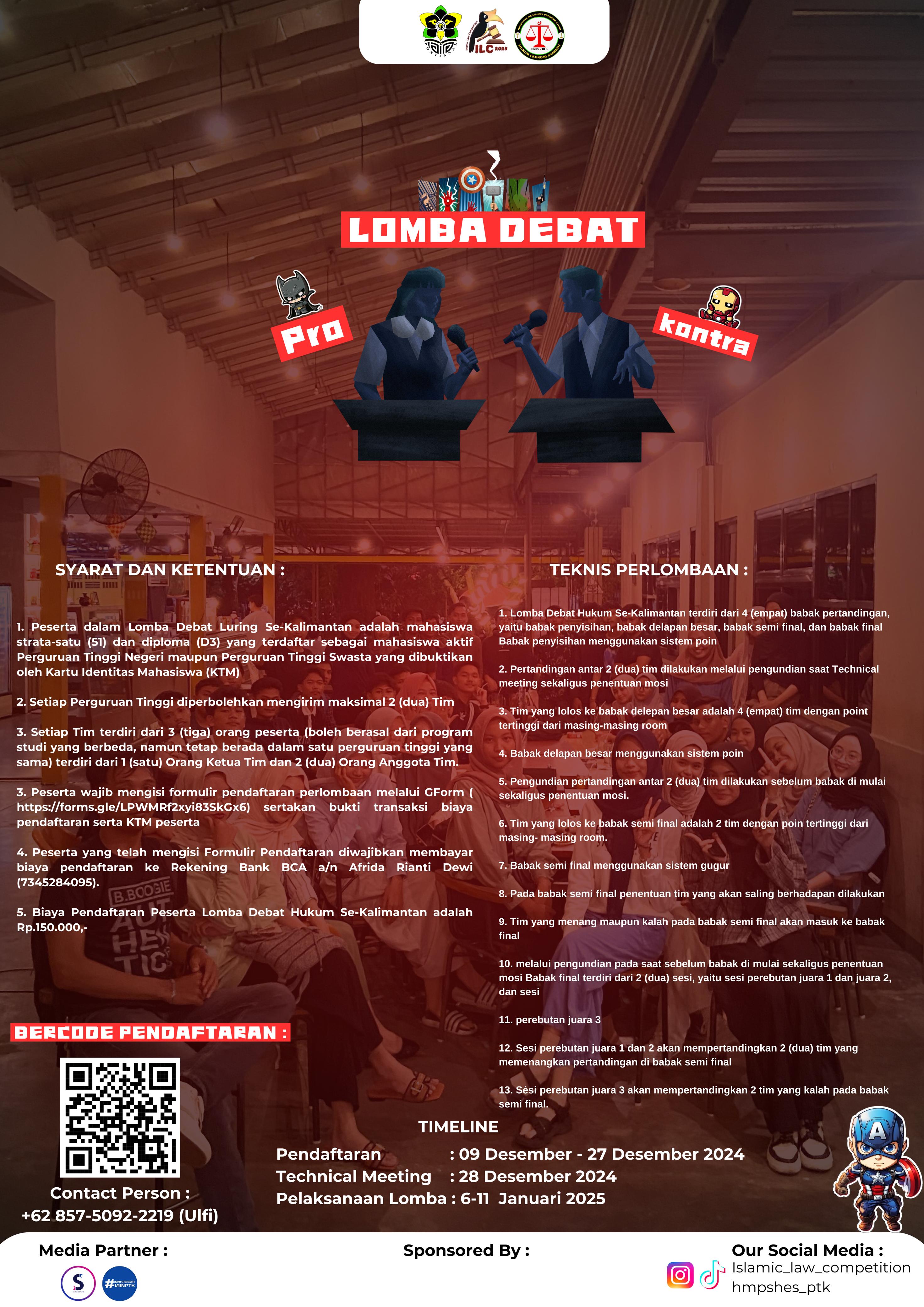 Pengumuman Lomba Debat Hukum Islamic Law Competition (ILC) Se Kalimantan Barat 2025